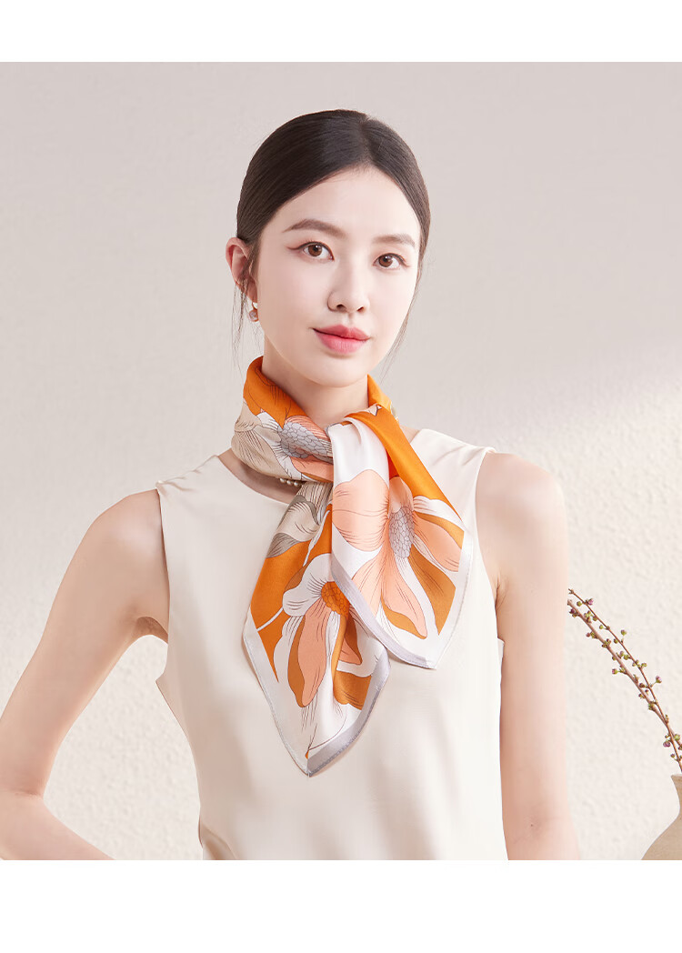 Shanghaigushi Silk Scarf, 100% Mulberry Silk Square Scarf, Satin Wrap Gift Box, Gift for Mom And Elders, Spring Breeze Brings Warmth 8