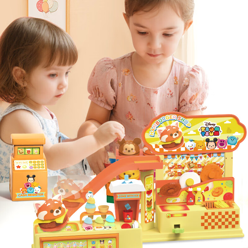 GOLDLOK Disney Playful Delicious Burger Restaurant Pretend Play Toy, Realistic Kitchen Set for Boys And Girls Aged 3-6, Birthday Gift