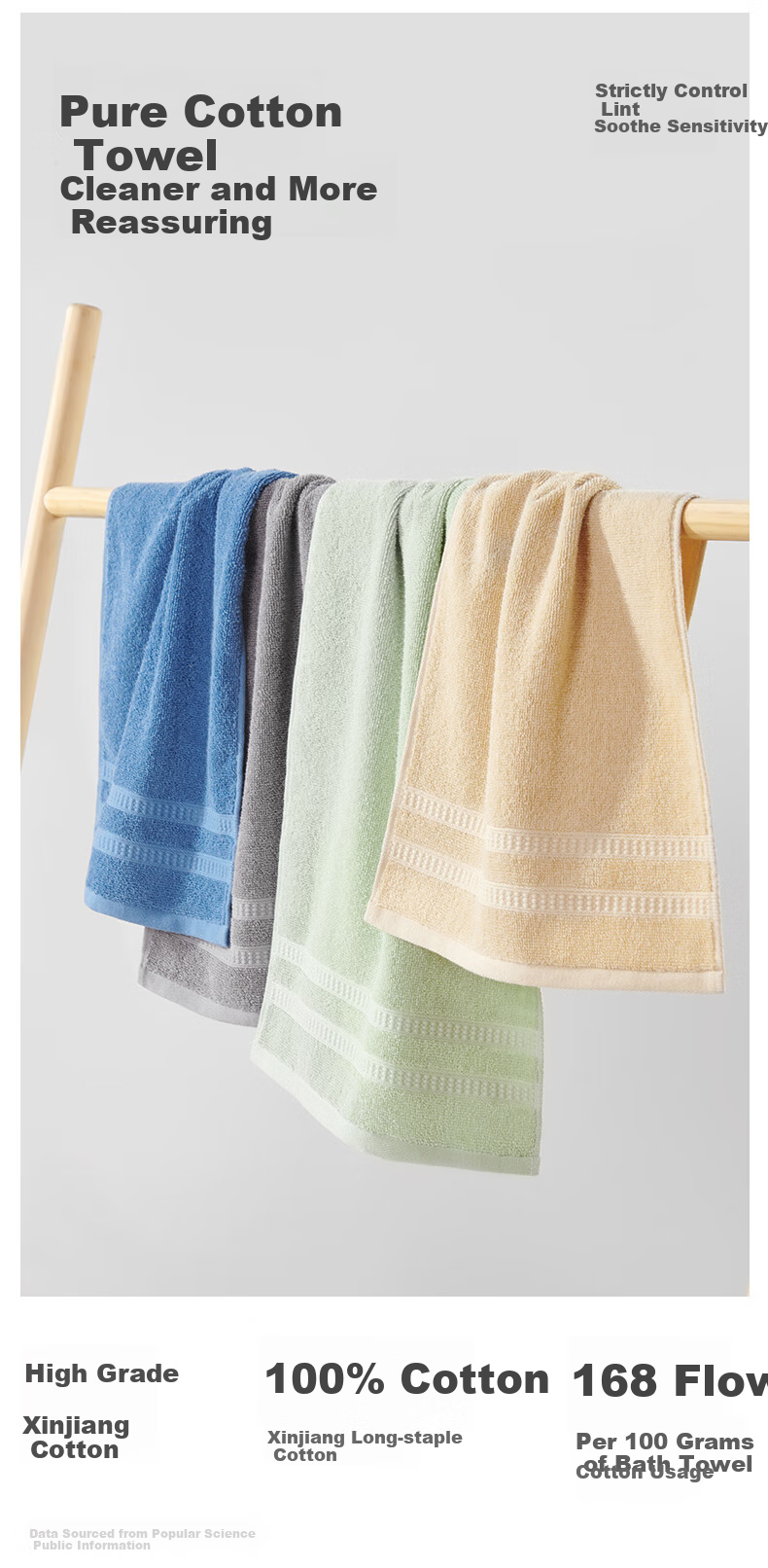 Jieyu Towel, 66g Pure Cotton Mid-Sized Towel, Xinjiang Cotton, Powerful Absorption, Soft And Skin-Friendly, Low Shedding, Face-Washing Small Towel 3