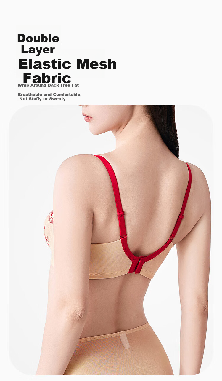 Ordifen Women's Embroidered Push-Up Soft Wireless Bra, Zodiac Year New Vintage Moisture-Wicking Embroidered Brassiere XB4320 8