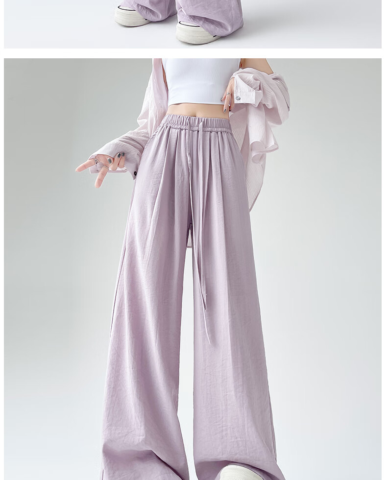 Jeanswest Navy Blue Quick-Dry Cargo Pants for Women, Summer New High-Waisted Slimming Wide-Leg Trousers, Casual Straight-Leg Pants for Petite Figures 19