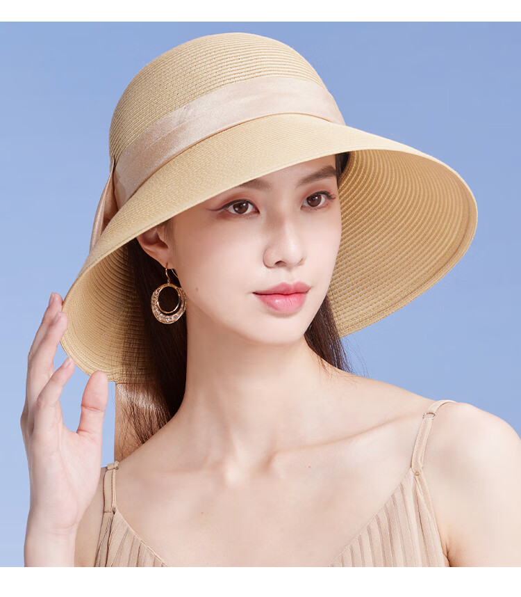 Shanghaigushi Women's Beach Hat, Seaside Sun Protection Hat with Wide Brim, Straw Hat for Travel And Outdoor Activities, Mid-Autumn Festival Gift 21
