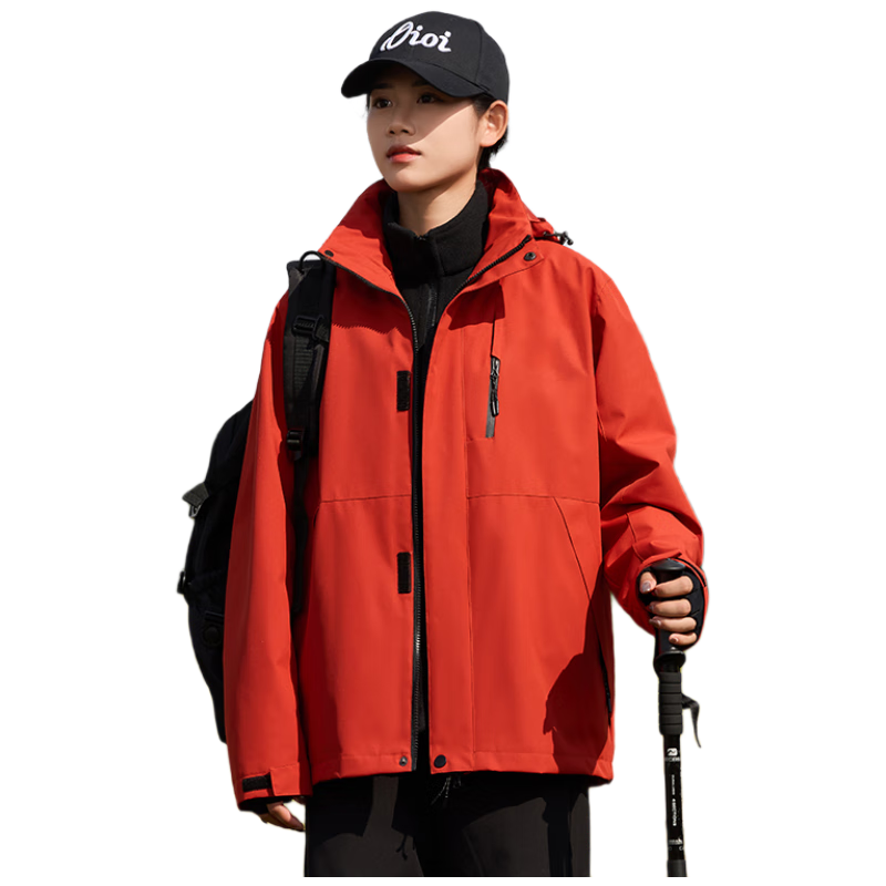 JEEP SPIRIT Unisex 3-in-1 Outdoor Cold-Resistant Warm Jacket Windbreaker Suzaku Red M