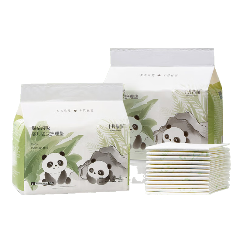 Shiyuejiejing, Soft And Thin Disposable Diaper Changing Pad, 60 Pieces, Size L, Non-Washable, Disposable Baby Diaper Pad, Nursing Pad, Xiaoxiongmao