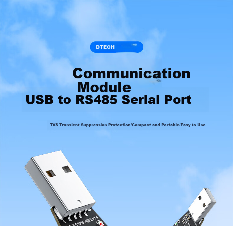 DTECH , DTECH USB to RS485 Serial Port Converter with Indicator Light, USB to Serial RS485 Module Communication Converter MS3020 Chip IOT5086A(MS) 1
