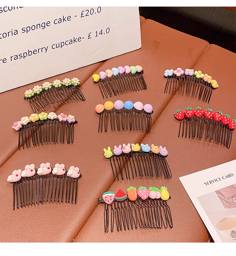 MKING PRETTY Kids Cute Hair Fragment Tool Hair Comb Girls Bang Hair Clip Little Girls Forehead Back Head Hairpin Baby Insert Comb 7