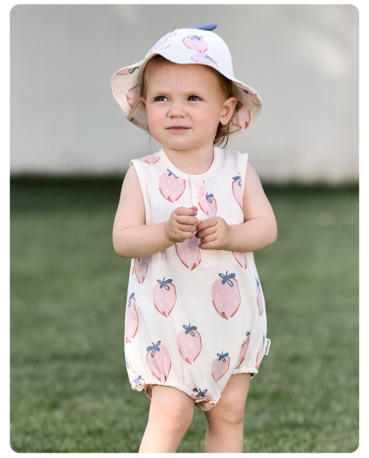Babylove [Bobbly Fruit Tea] Infant Bodysuit, Summer Thin Bamboo Cotton Camellia Baby Breathable Sleeveless Triangle Romper 11