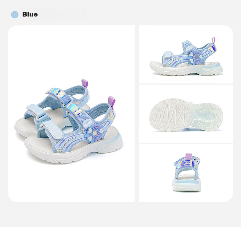 Annil Children's Sandals for Girls, 2025 Summer New Style, Velcro Girls' Shoes, Lightweight Soft-Soled Beach Sandals 6292 12