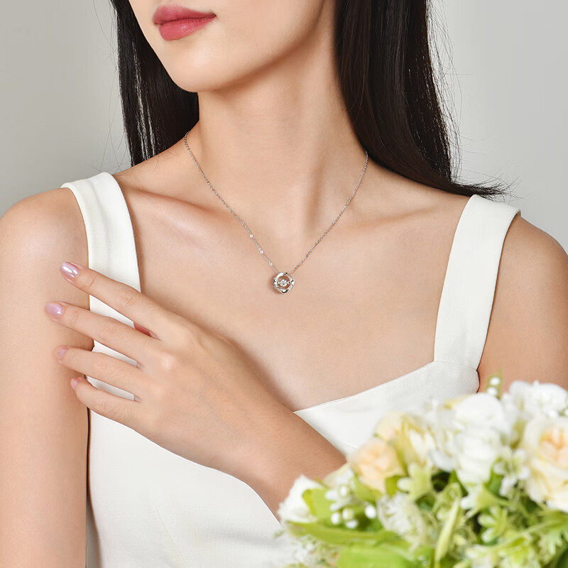 Aideyueding Dancing Heart Rose Gold Pure Silver Necklace for Women, 2026 New Style, Light Luxury, 520 Gift for Girlfriend Or Wife's Birthday