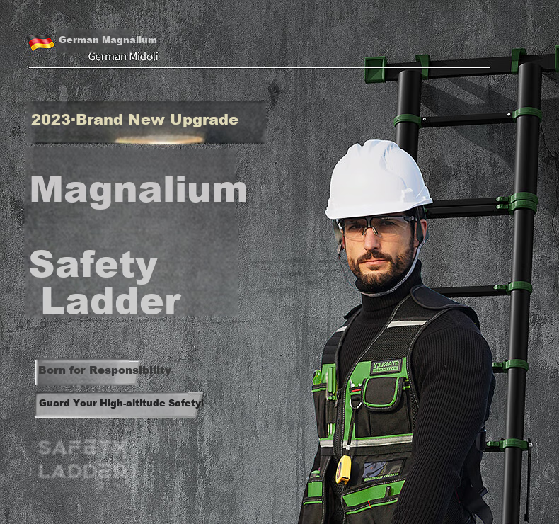 Midoli Telescopic Ladder, Aluminum Alloy Thickened Folding Ladder, Multi-Functional Household Lifting Ladder, Engineering Ladder, A-Frame Ladder, 2.6 Meters 1