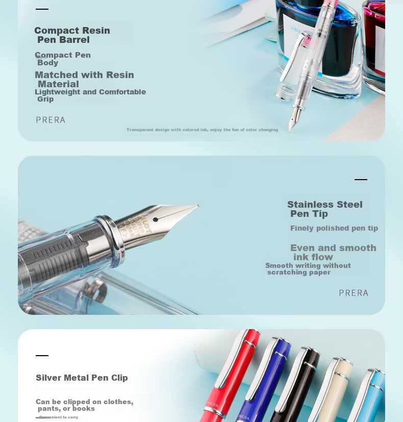 PILOT PRERA Fountain Pen, Colorful Calligraphy Practice Pen, Business Signature Pen, Calligraphy Birthday Gift, FPR-3SR, Pink, M Nib, Single Pe 4