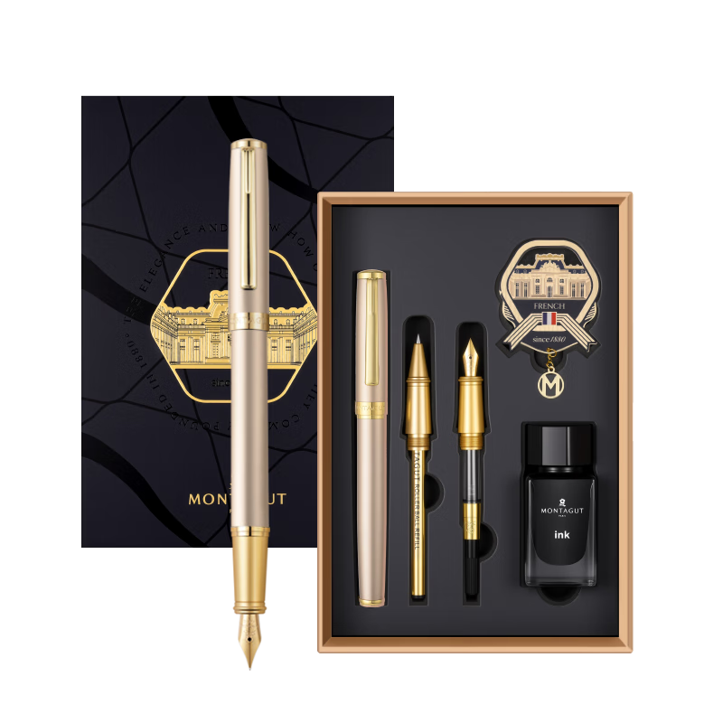 MONTAGUT Year of the Horse Gift Fountain Pen Calligraphy Ballpoint Pen Bookmark Gift Box Set Iridium Nib Pen Business Adult Handwriting Signature Premium Gold Gift