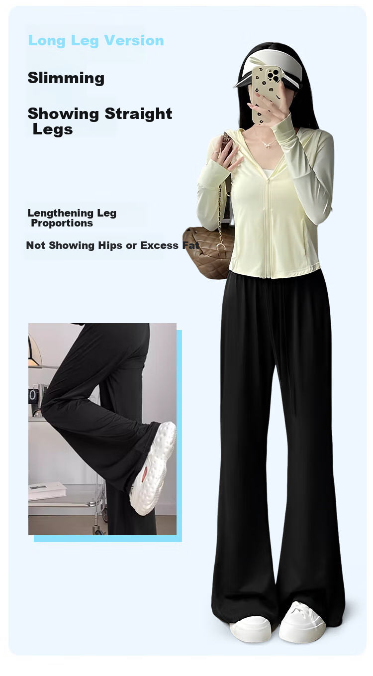 FitonTon UPF50+ Sun Protection Pants, Summer Women's New High-Waisted Slimming Ice Silk Quick-Dry Loose Casual Sun Protection Trousers 6