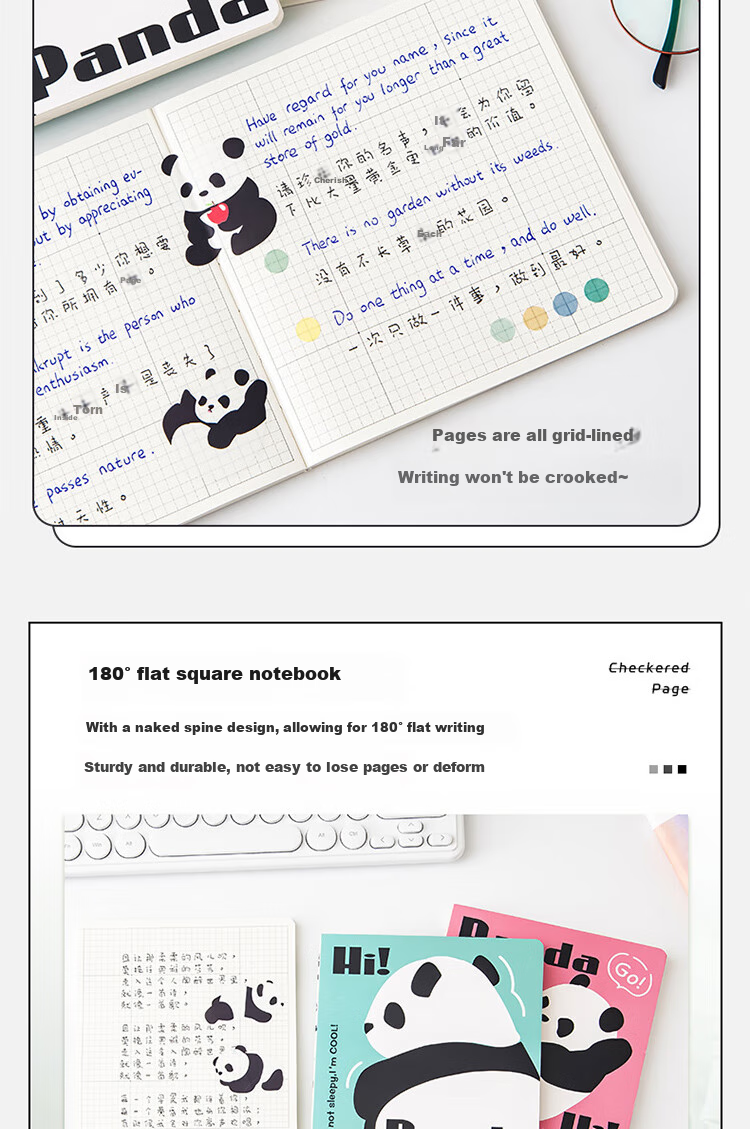Yuhe 100 Sheets Square Notebook, Cute Cartoon Diary, Thickened Flat-Spread Error Correction Book, Student Research Notebook, Meeting Record And Schedule Book, Back-To Stationery, 4268 White 6