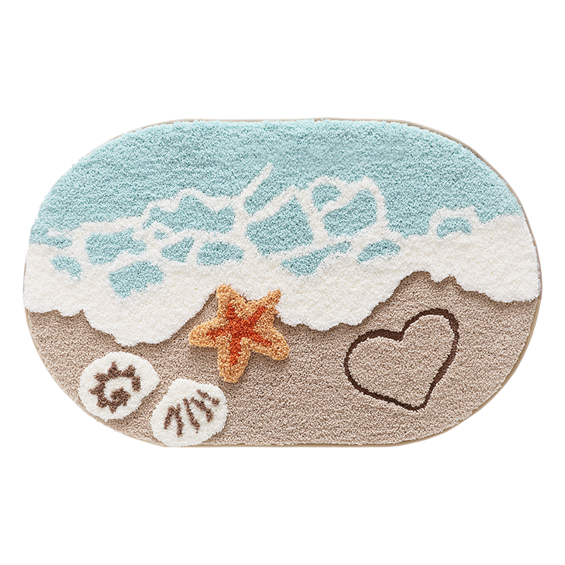 Dajiang Bathroom Mat, Toilet Entrance Non-Slip Absorbent Mat, Cartoon Fun Flocked Bathroom Floor Mat, 50x80cm
