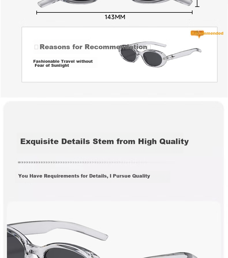 Boshide Sunglasses, Cat Eye Sunglasses, Suitable for Women with Clear Frame, High-End Cat Eye Sunglasses, Transparent Gray Frame with Black And Gray Lenses 11