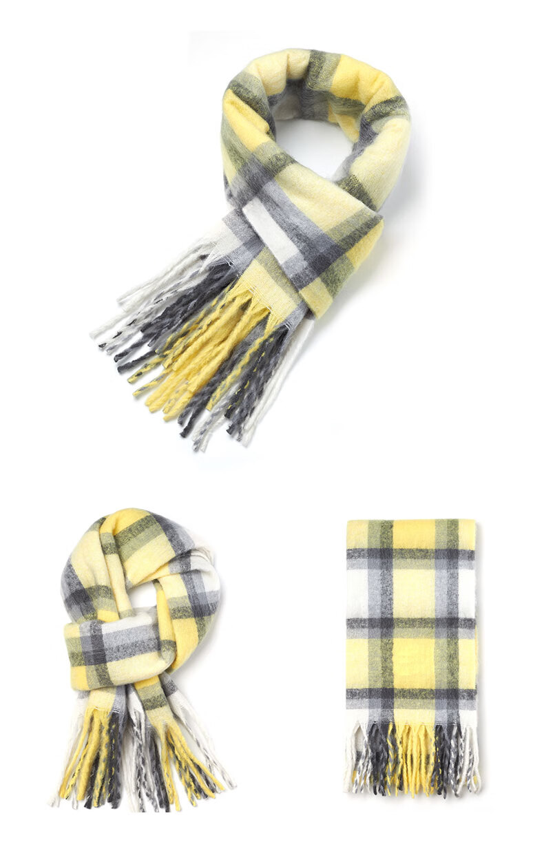 TUCANO New Sweet Colorblock Winter Scarf for Women Fashionable Warm Tassel Shawl Korean Style Scarf New Year Gift 7