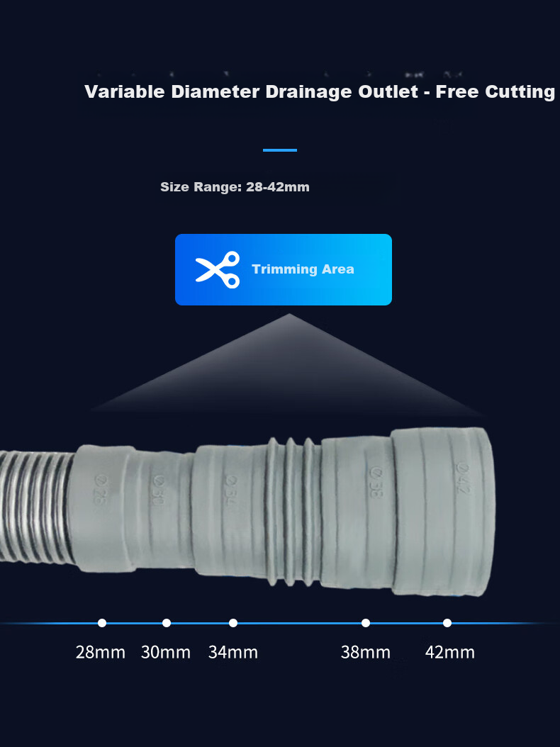 Gelinglan Fully Automatic Impeller Washing Machine Drainage Pipe Extension, Washing Machine Outlet Pipe Extension, Washing Machine Drain Pipe Flexible Hose Accessories with Clamp, 1 Meter GXS-1 2