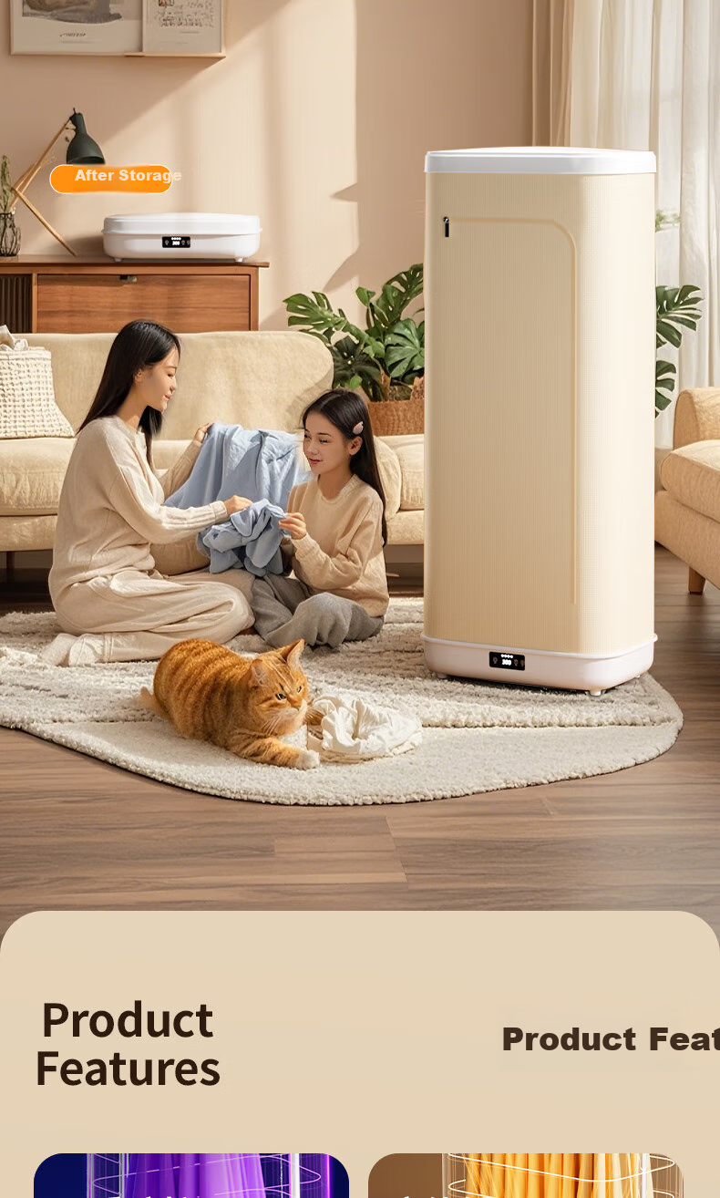 UEMUSI [Storage Box Model] Clothes Dryer, Home Use Drying Machine, 280L Capacity, Household Sterilizing Dryer, Foldable Double-Layer Desig 1
