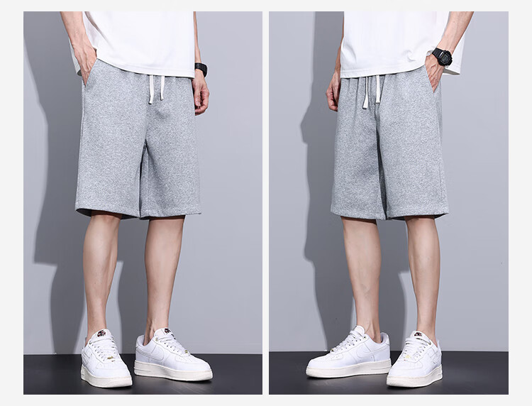 Yipintiancheng 2025 Summer Heavyweight Sports Shorts, Comfortable Solid Color Knee-Length Pants, Large Size Loose Versatile Trendy Casual Mid-Length Shorts 13