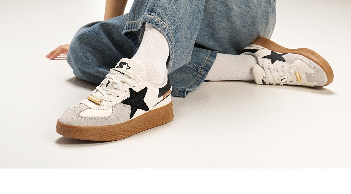 STARTER [Celebrity Style] 2025 Heavyweight New Product T-Toe Suede Casual Unisex Dexun Shoes, White, Size 36 8