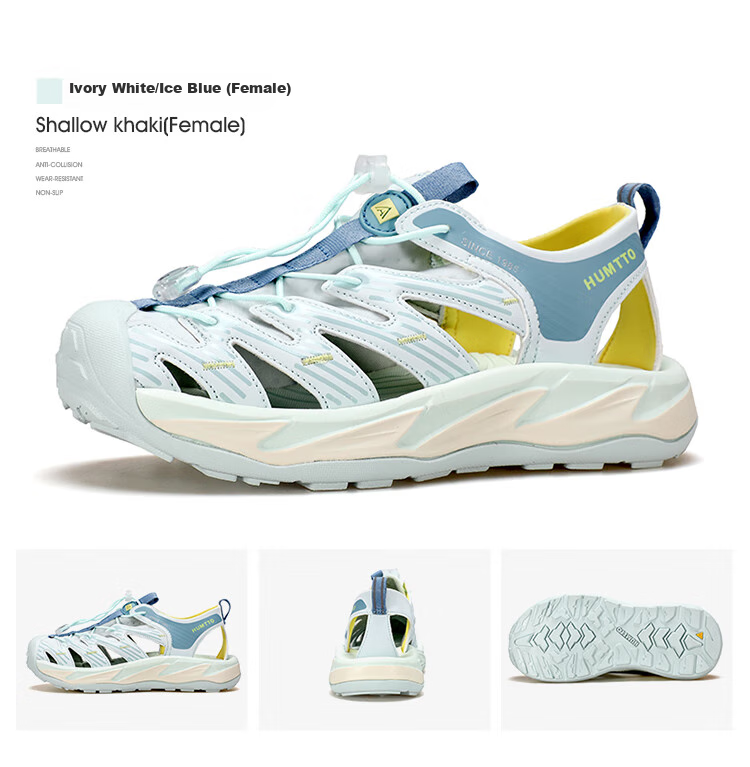 HUMTTO Outdoor Sports Sandals for Women, Closed-Toe Beach Shoes, Quick-Drying Water-Friendly River Tracing Shoes, Ice Blue/orange Blossom Plum, Size 37 10