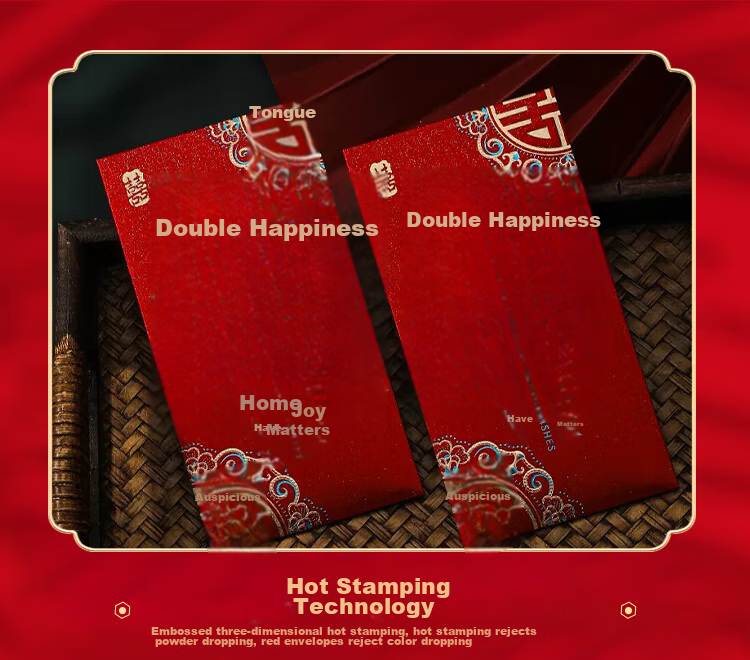 June Bride, Century-Long Happiness Wedding Red Packet, Creative Engagement Customized Wedding Character Lucky Money Envelope, Wedding Red Packet Bag, 6 Pieces 5