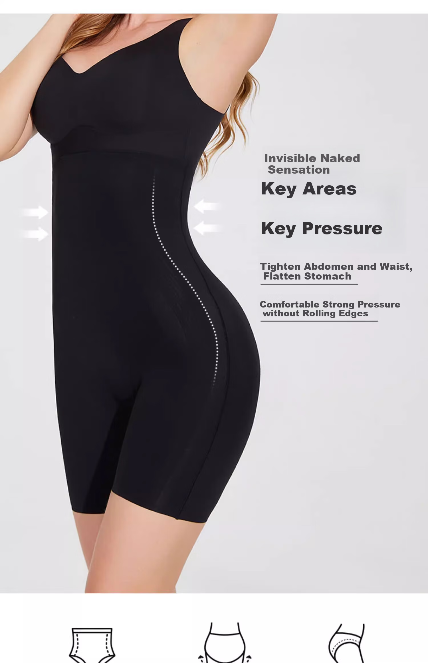Caramella Tummy Control Shaping Suspender Shorts, Butt-Lifting Waist-Cinching Seamless High-Waist Slimming Body-Shaping Underwear for Women, Black S 7