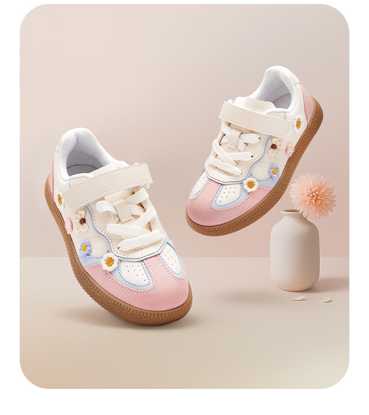 BALABALA Girls' Low-Top Sneakers, Children's Autumn New Style Non-Slip Shoes, Sweet Color-Block Design, Trendy And Cool 9
