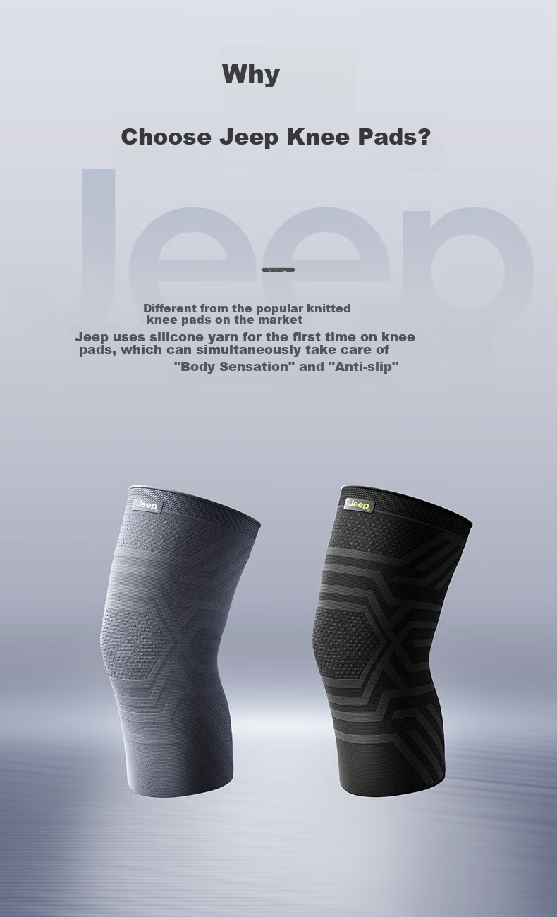 JEEP Knee Pads for Sports, Men And Women, Basketball Impact Protection, Running Fitness, Breathable Adult Round Machine Knitted Knee Sleeves, Black, Size M 1
