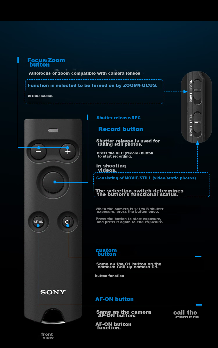 SONY RMT-P1BT Wireless Bluetooth Remote Control Shutter Release Remote Quick Response (Compatible with A7RM4/A7RM3/A7SM3/A6400/ZV1/RX100M7 And Others) 7