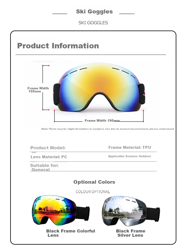 LOVECRAFT Anti-Fog Goggles with Silver Coating for Skiing, Hiking, Cycling, Myopia, Outdoor Sports, Windproof Glasses 9