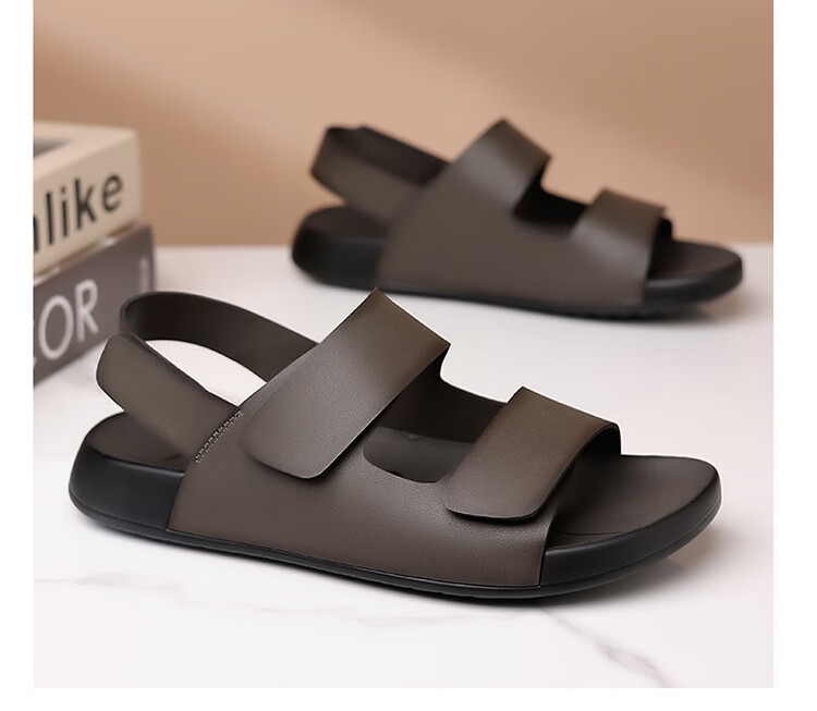 Aokang Men's Summer Sandals Beach Shoes Fashion Outdoor Casual Sports Sandals Birkenstock Style Khaki Size 40 8