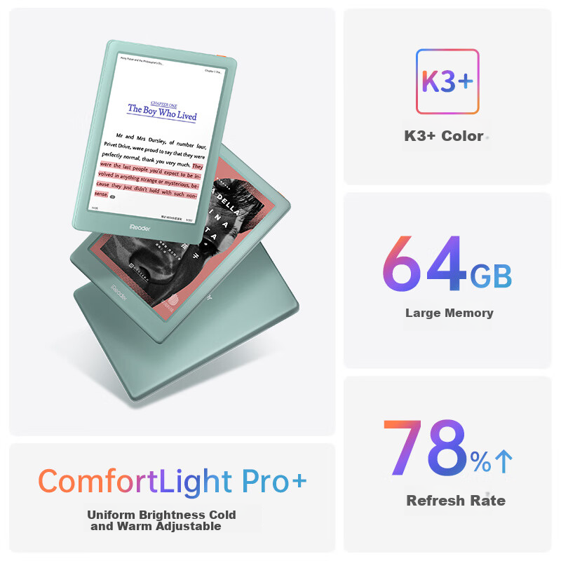 Электронная книга iReader Light 4C, 6-дюймовый цветной E-Ink экран, 64 ГБ, зеленый