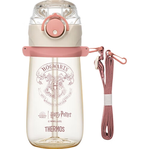 Детская поилка THERMOS Harry Potter, PPSU, 480 мл, с трубочкой, ручкой и шкалой, розовая