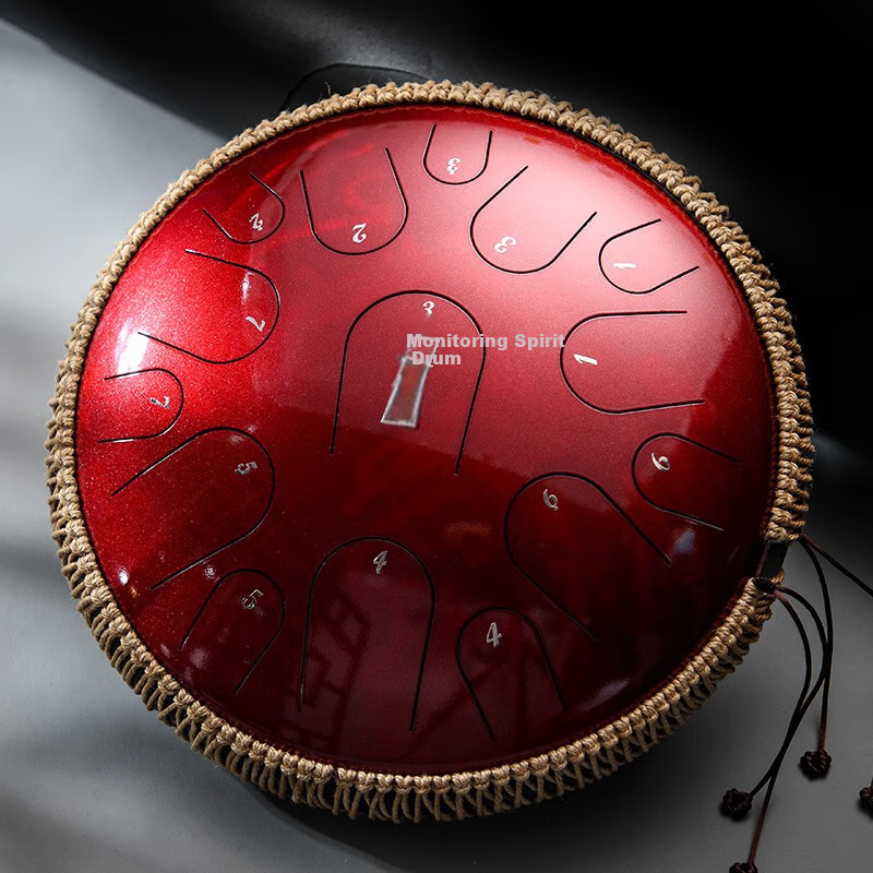 Luru 15-Tone 14-Inch Translucent Paint Titanium Steel Color Tongue Drum, Professional Tuning Steel Tongue Drum, Jade Gree