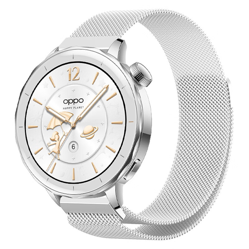 KMaxAI Compatible OPPO Watch X2 Mini Milanese Loop Strap, Magnetic Metal Watch Band, Stainless Steel Braided Replacement Wristband, Magnetic Buckle Steel Band Chain, Silver