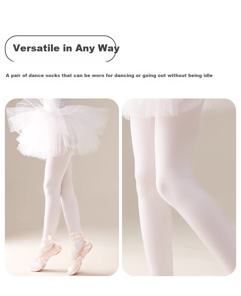 Bingxuemumian Children's Dance Tights, Thin Spring And Summer Style, Non-Slip Pantyhose, White Stockings, Anti-Snagging, for Girls' Dancing Socks 13