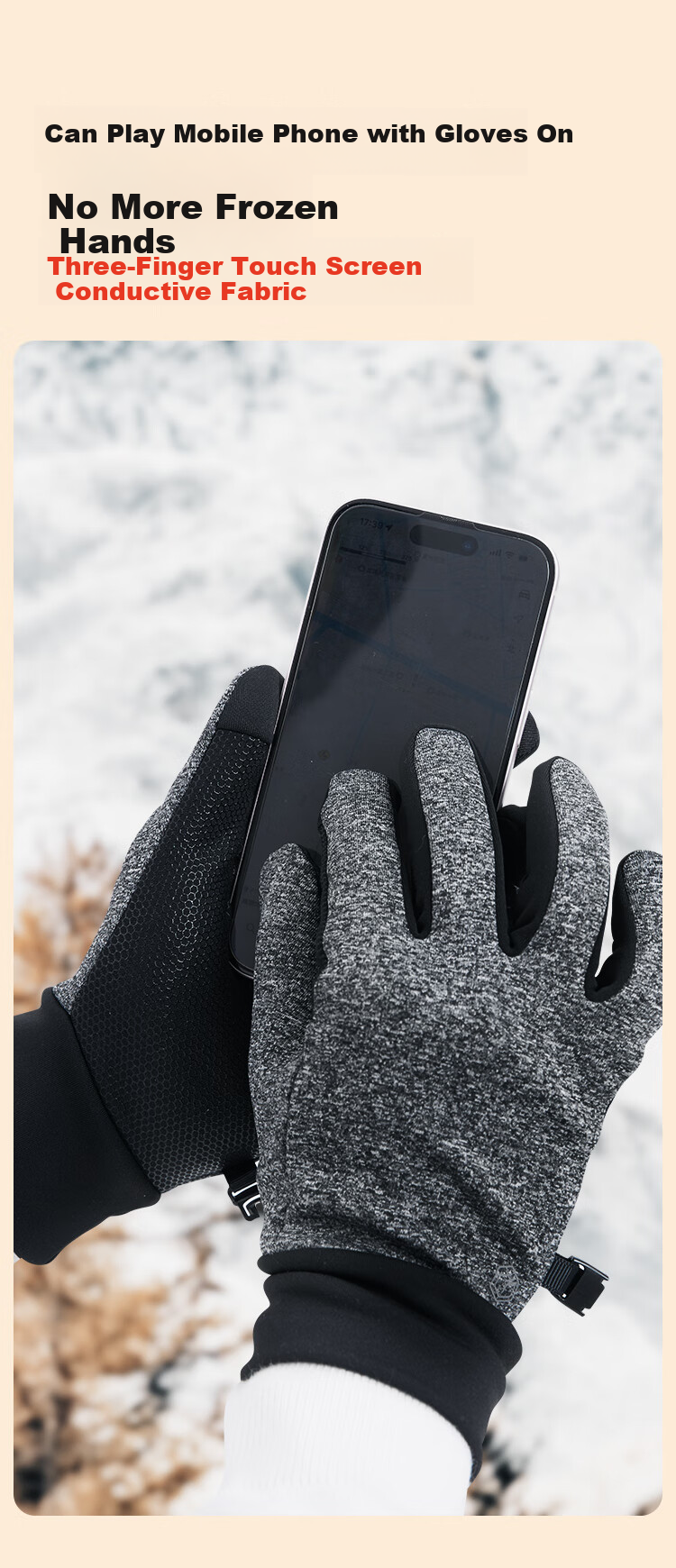 JD Original Cycling Gloves, Warm, Windproof, Cold-Resistant, for Motorcycles, Electric Bikes, And Bicycles, Suitable for Men And Women, Outdoor Gloves, Size M 5