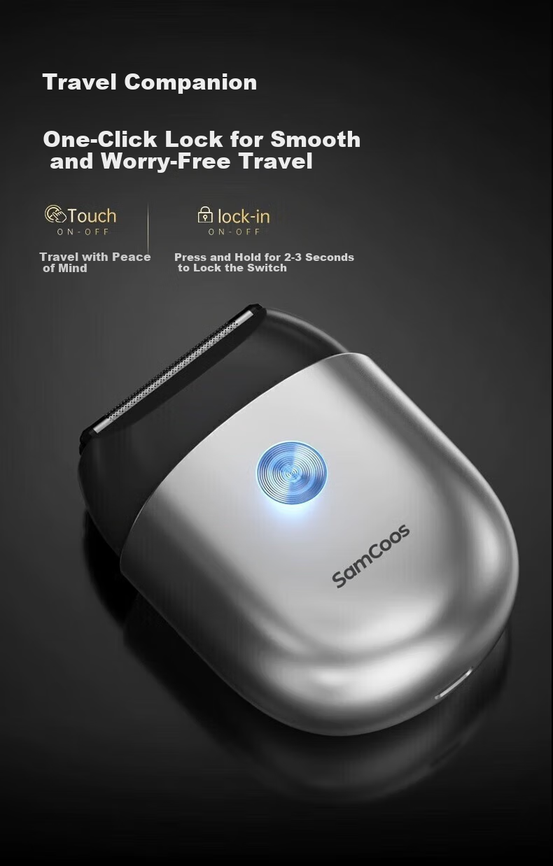 SAMCOOS Portable Electric Shaver for Men, 2026 New Model Reciprocating Three-Blade Head with Alloy Body, Travel Car-Mounted Gift for Boyfriend, Husband, Father, Birthday Present 4
