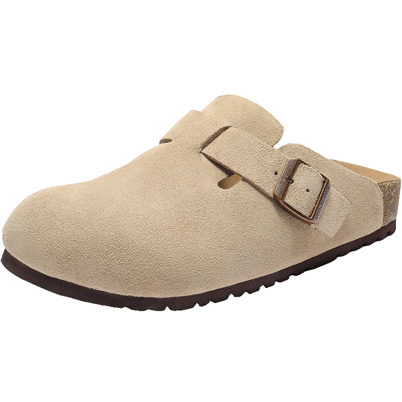 Belle 520 Casual Thick Sole Height Increasing Birkenstock Men's Spring Summer Open Toe Half Slippers Outdoor Sandals B3731 Apricot Size 43