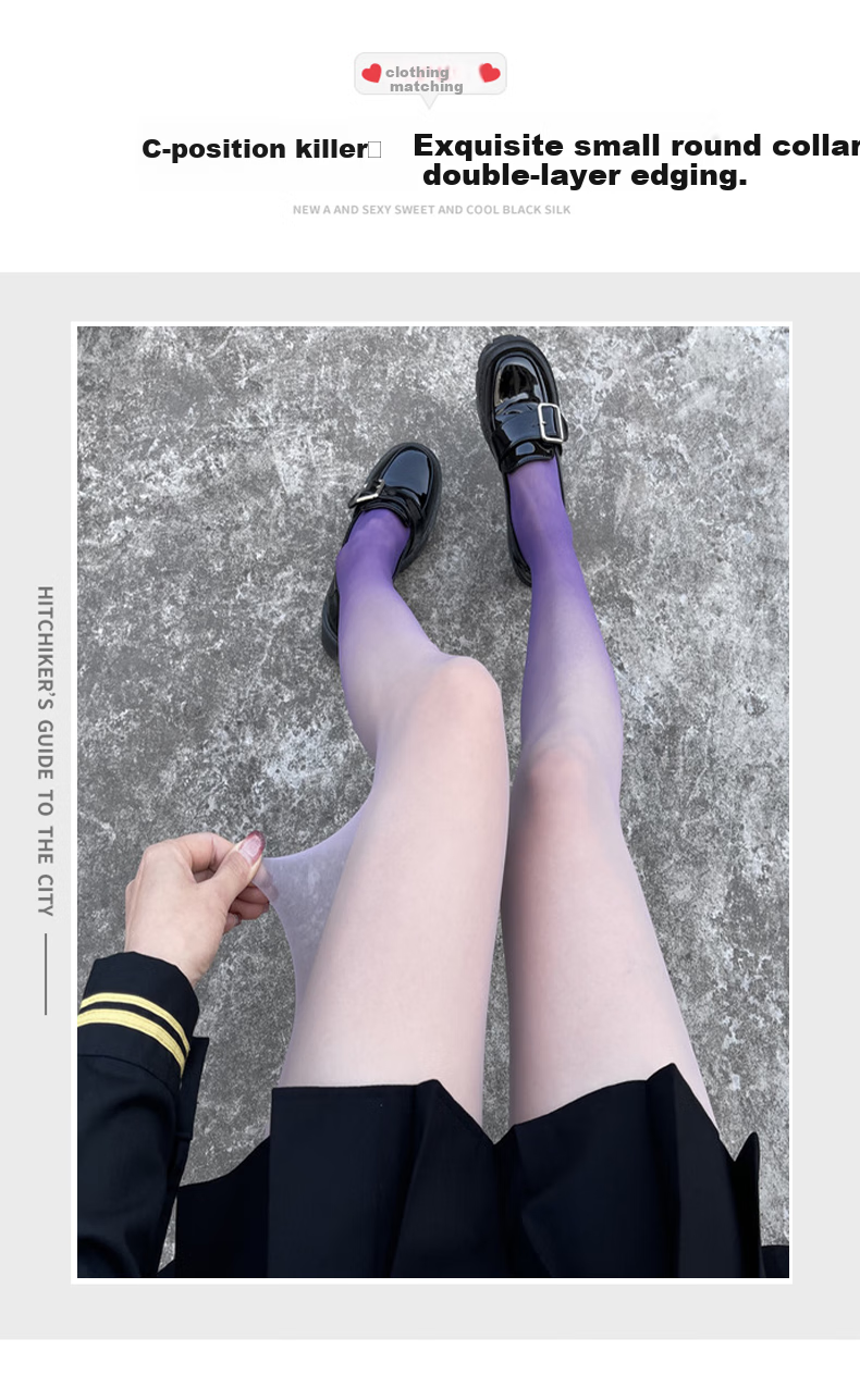 LangSha Ultra-Thin Sexy Pure Desire Gradient Black Stockings, Leg-Flattering Internet Celebrity Style, Candy-Colored Pantyhose 10