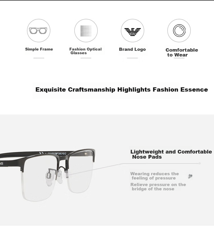 EMPORIO ARMANI Optical Frame, Business Casual Fashion Trendy Commuter Myopia Glasses, 0EA1085D301454 1