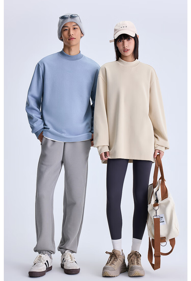 Meters Bonwe Sweatshirt, Unisex Style for Men And Women, New Autumn Collection, Solid Color Pullover, Simple Top, Trendy Loose Fit, Versatile Couple's Outfit 2