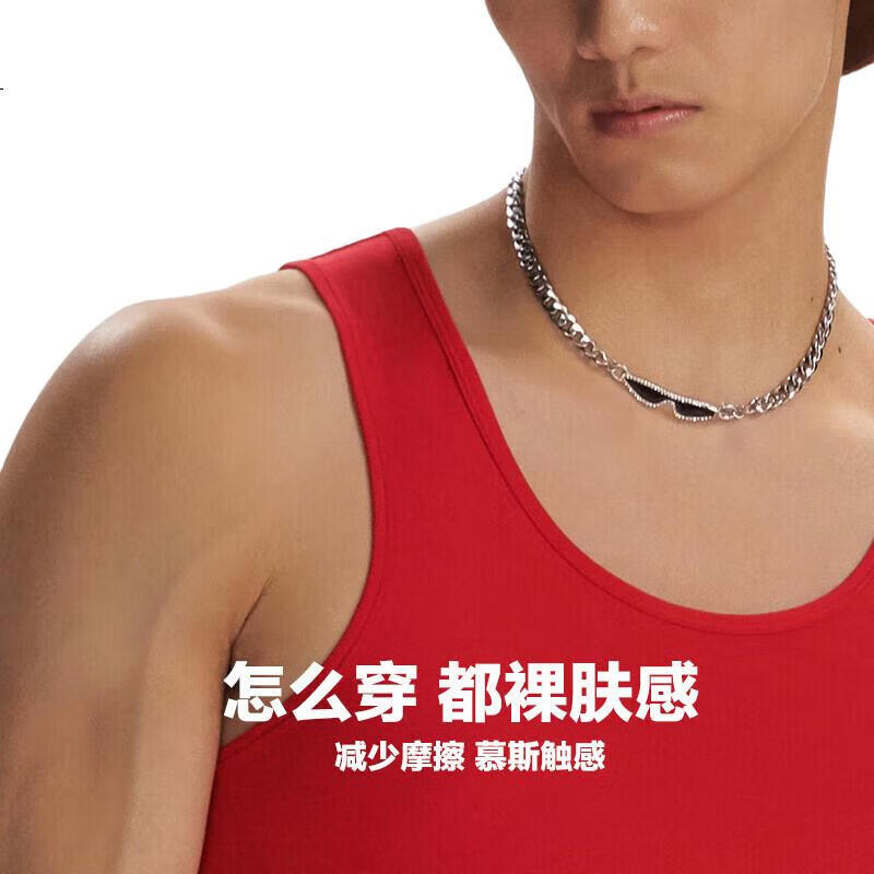 BODYWILD Men's Modal Undershirt, Soft Modal Base Layer, Red Color, Zodiac Year ZBN11PI1, Red, Size 180