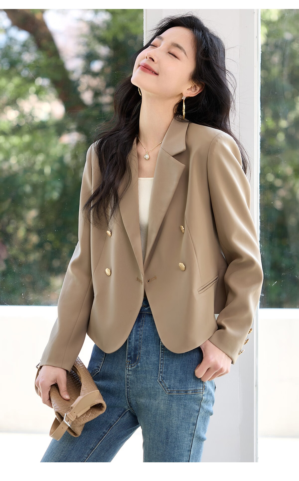 Chushen Spring and Autumn Women's Fashionable Short Casual Blazer Jacket S41U059 18