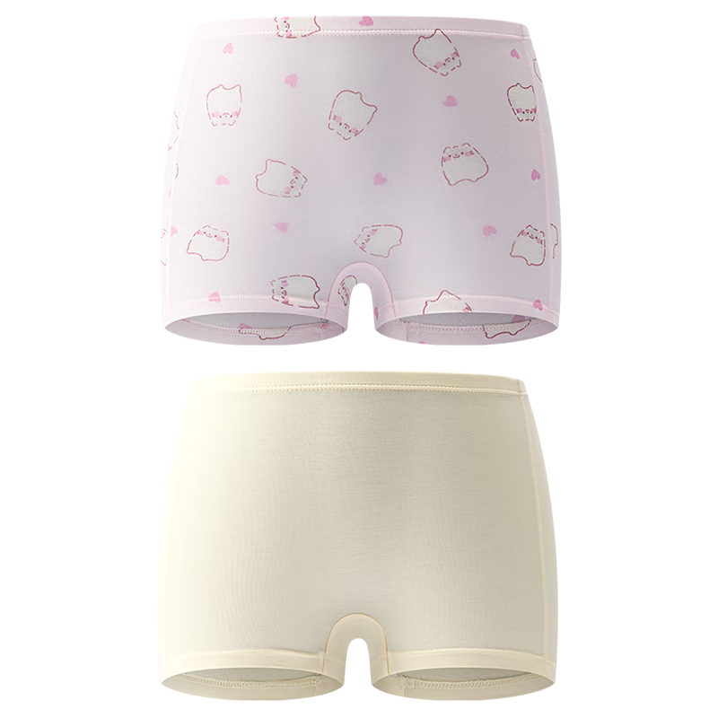 Aimer Girls' Modal Mid-Waist Boxer Briefs 2-Pack Pink Heart Hamster Size 150