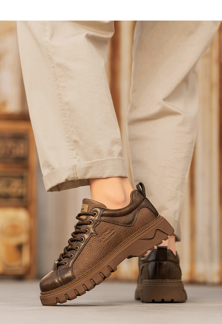 G.N.Shi Jia Men's Boots 2025 Autumn Winter New Low-top Martin Boots Outdoor Thick-soled Casual Leather Shoes Trendy Versatile Men's Shoes 69