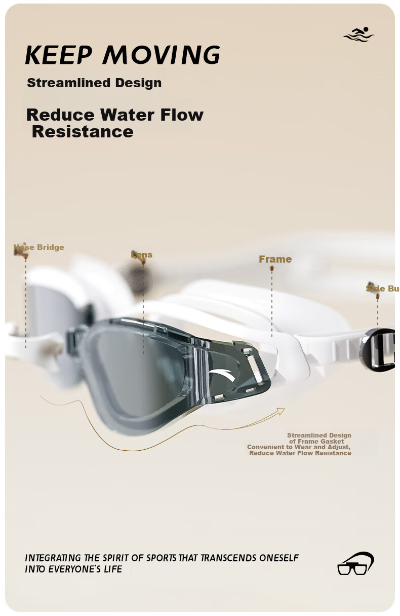 ANTA Water Goggles for Adults, Waterproof And Anti-Fog Swimming Glasses for Men And Women, High Definition 2025 New Style Swim Goggles Equipment, White Non-Prescriptio 5