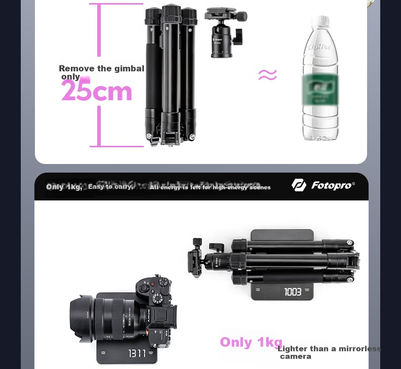 Fotopro FY-830+42QF Compact Detachable Monopod Quick-Expand Concert Camera Tripod Phone Stand 9
